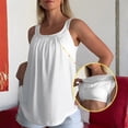 thumbnail image 3 of Summer Tank Tops for Women Loose Fit Pleated Sleeveless Top Square Neck Camisole Tank Tops with Built in Bra Basic Shirts Curved Hem Flowy Cute Beach Vacation Outfits White M, 3 of 9