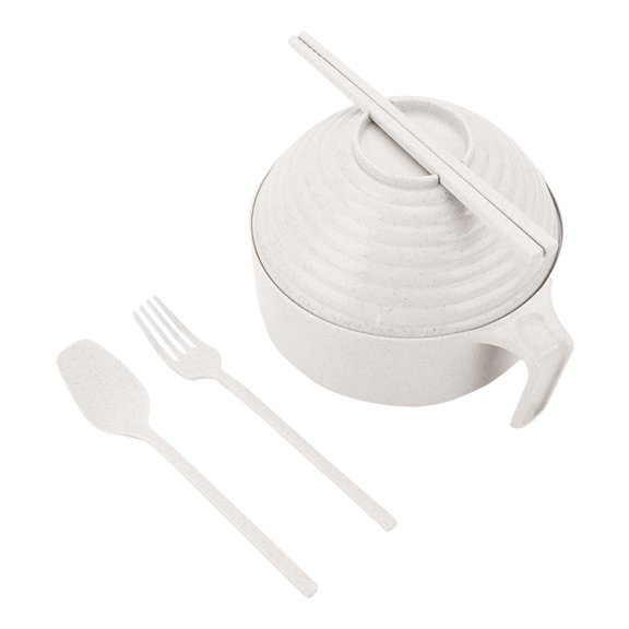Ramen Bowl Set with Lid and Handle Complete Tableware for Dining Includes Chopsticks Spoons Forks Ideal for Apartments and Dishwasher