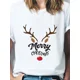 thumbnail image 1 of Ropa con estampado de Feliz Navidad de Año Nuevo para mujer, camisetas de estilo informal con estampado de ciervo de Navidad lindo, moda, 1 of 5