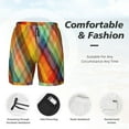thumbnail image 3 of Balery Abstract Watercolors Tartan Bañador para hombre, shorts de playa de secado rápido con entrepierna y forro de compresión-X-Large, 3 of 6