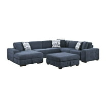 Lexicon Raife 5-Piece Chenille Sectional with Left Chaise and Ottoman in Blue