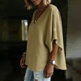 thumbnail image 5 of jjayotai Cotton Linen Tops for Women Short Sleeve Shirts V Neck Loose Fitted T Shirts Casual Flowy Beach Vacation Tees, 5 of 6