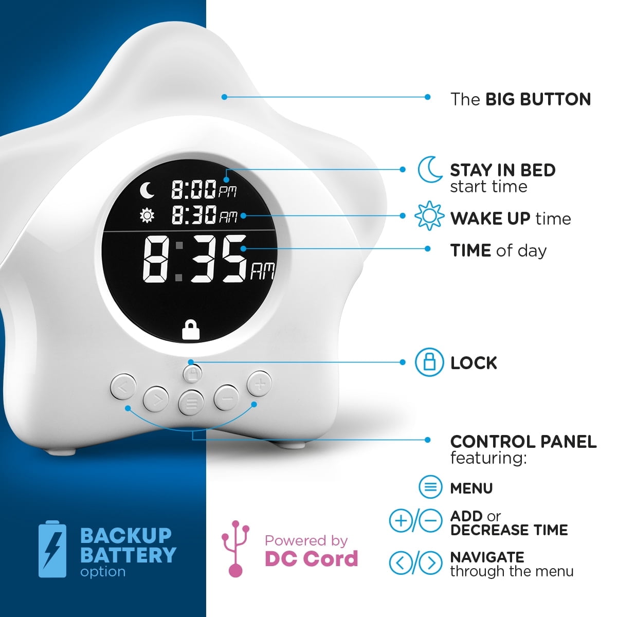 Ok to Wake! Clock for Kids - Toddler Sleep Training Clock, Night Light & Alarm Clock