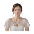 thumbnail image 1 of wonima44 ULAPAN Women's Wedding Jackets Rhinestone Bridal Bolero Shawl Tulle Cape for Bride Bridesmaid Wrap Shrug, 1 of 1