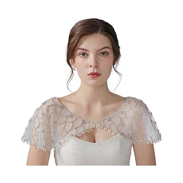 wonima44 ULAPAN Women's Wedding Jackets Rhinestone Bridal Bolero Shawl Tulle Cape for Bride Bridesmaid Wrap Shrug