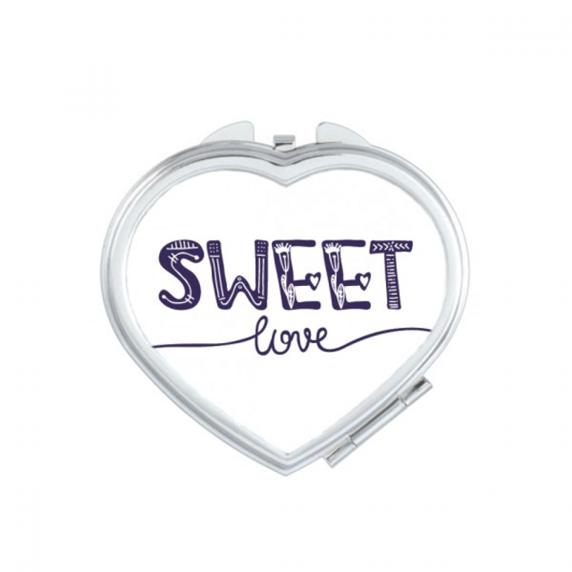 Sweet Love Cute Quote Handwrite Style Mirror Heart Portable Hand Pocket Makeup