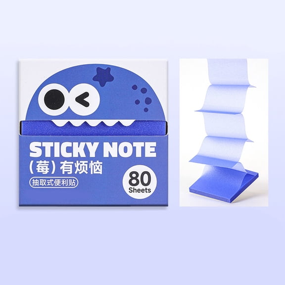 Transparent Sticky Notes 80 Sheets Pull-Out Dispenser Strong Adhesive for Journaling Note Taking,1PC,Blue
