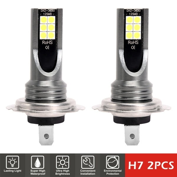 2pcs H7 Car LED Headlight Fog Bulb Kit 6000k Super Bright Waterproof