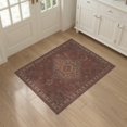 thumbnail image 3 of ODIKA 3'x5' Washable Area Rug Non-Slip, Flatweave, Easy Care Kilim Navy Faded Farmhouse Geometric Motif Frame Distressed Vintage for Hallway, Laundry Room, 3 of 7