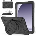 thumbnail image 2 of Case for Samsung Galaxy Tab A9,Anti drop silicone+PC Layer Protective Case 360 ° Rotating Bracelet Handle Stand ,Shoulder Strap, Heavy Duty Shockproof Tablet Case,Black,For Galaxy Tab A9, 2 of 7