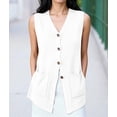 thumbnail image 6 of Womens Sleeveless Sweater Vest Button White XL, 6 of 10