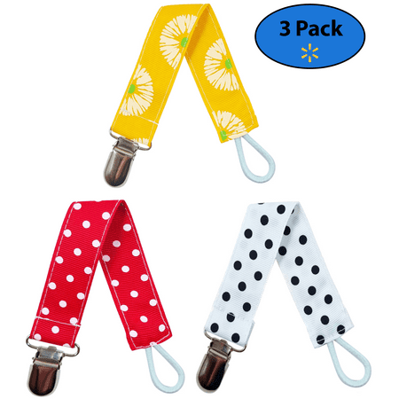 EliteBaby Unisex Pacifier Clip Holder, 3 Pack | Teething Toys, Soothie Pacifiers, Baby Blanket, & Baby Bibs | Stainless Steel Clasp | Baby Gift