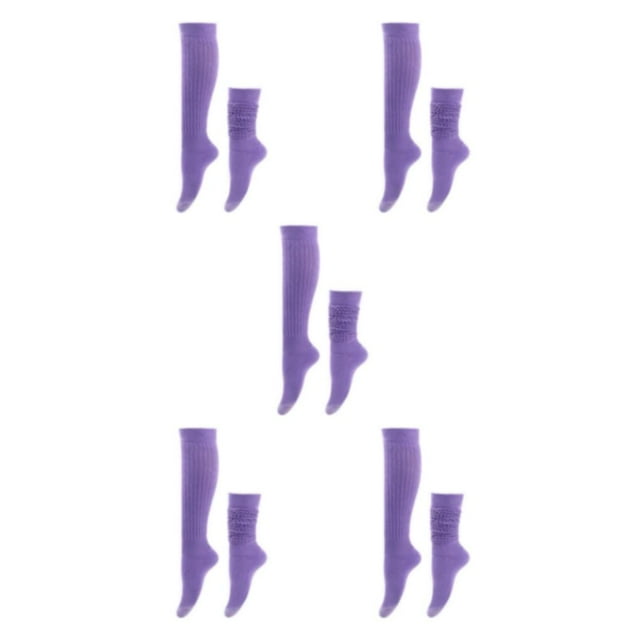 relayinert 2pack/lot Stably Fixed Slouch Socks With No Loose Thread Comfortable To Wear Polyester Polyester Made Breathable Light Purple 5Set