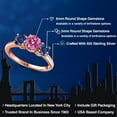 thumbnail image 2 of Gem Stone King 18K Rose Gold Plated Silver Pink Moissanite and Blue Created Sapphire Engagement Ring for Women | 2.00 Cttw | Round 6MM | Gemstone Birthstone | Size 5, 2 of 6
