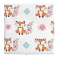 thumbnail image 5 of NoJo Aztec Mix & Match 100% Cotton Teal Floral Fox Fitted Crib Sheet, Pink, Orange, Aqua, White, 5 of 6