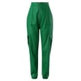 thumbnail image 5 of WTXUE Cargo Pants, Leather Pants Women's Faux Leather Loose Solid Pant High Waist Baggy Jogger Pant with Pockets, Womens Trousers Pantalones De Mujer Pantalones De Mujer, Green, 5 of 7