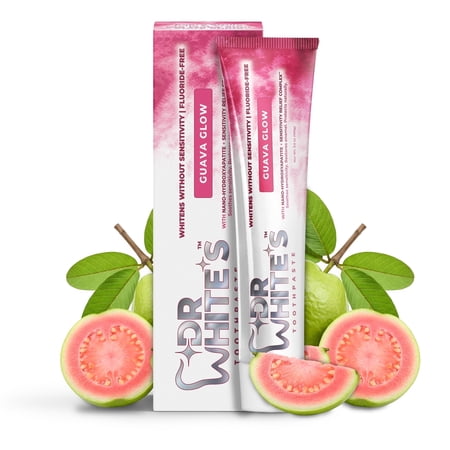 Dr. White’s Guava Glow Toothpaste, nHA Fluoride-Free Mint Free Sensitivity Relief, 3.5 oz