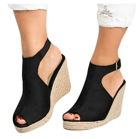 

YanHoo Clearance Platform Sandals Womens Dressy 2023 Espadrilles Wedge Ladies Open Toe Ankle Strap Sandals Summer Casual Boho Shoes