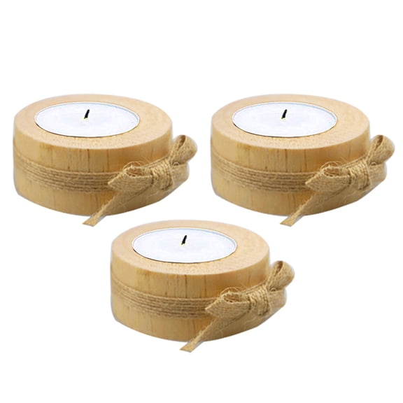 MasteelfCA 3Pcs Pine Wood Tealight Holders Creative Candlestick Mini Succulent Pots Tea Candle Decoration S