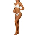 thumbnail image 4 of Conjuntos de bikini de 2 piezas para mujer, con nudo cruzado y tirantes ajustables, traje de baño de color sólido, con lazo trasero, ropa de baño mediana, blanca, 4 of 5