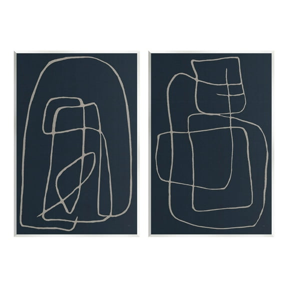 Stupell Industries Contemporary Line Squiggle Shapes Graphic Art Unframed Art Print Wall Art, Set of 2, Design by Susan Jill
