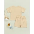 thumbnail image 4 of hirigin Children Summer Two Piece Suit, Solid Color Round Neck Short Sleeve T-shirt Elastic Waist Shorts with Pockets, 4 of 9