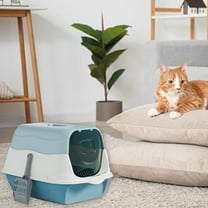 Cat Litter Box Cat Litter Tray with Lid Covered Small with Fully Enclosed Litter Pan Cat Toilet Cat Litter Tray with Cover Scoop