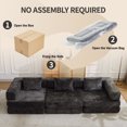 thumbnail image 7 of Convertible Floor Sofa Bed, Chenille Cloud Couch with Pillow Back & Armrest, Foldable Loveseat Sectional Sofa with Fixed-Shape Frame for Living Room, Black, 7 of 7