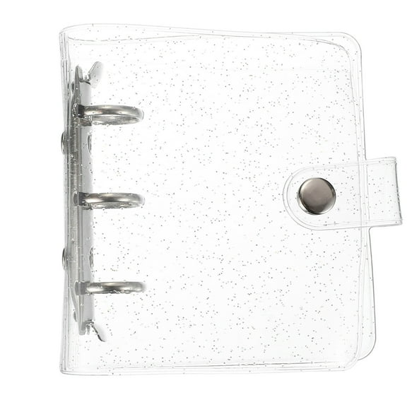 Uxcell Mini Binder Cover, 4.3 Inch Clear Binder Protector 3 Ring Refillable Notebook Binder with Snap Button for Photo Scrapbook Journal Ledger, Silver