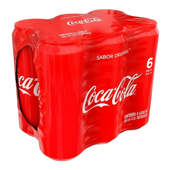 Refresco Coca Cola sabor original 6 latas de 355 ml c/u
