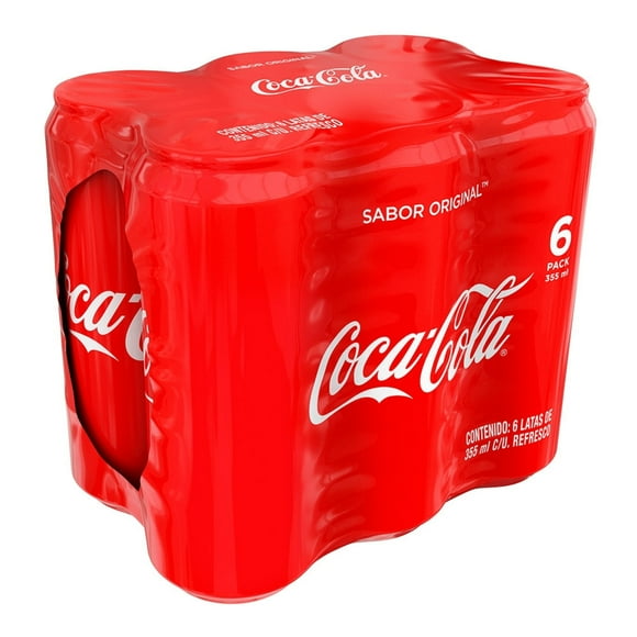 Refresco Coca Cola sabor original 6 latas de 355 ml c/u