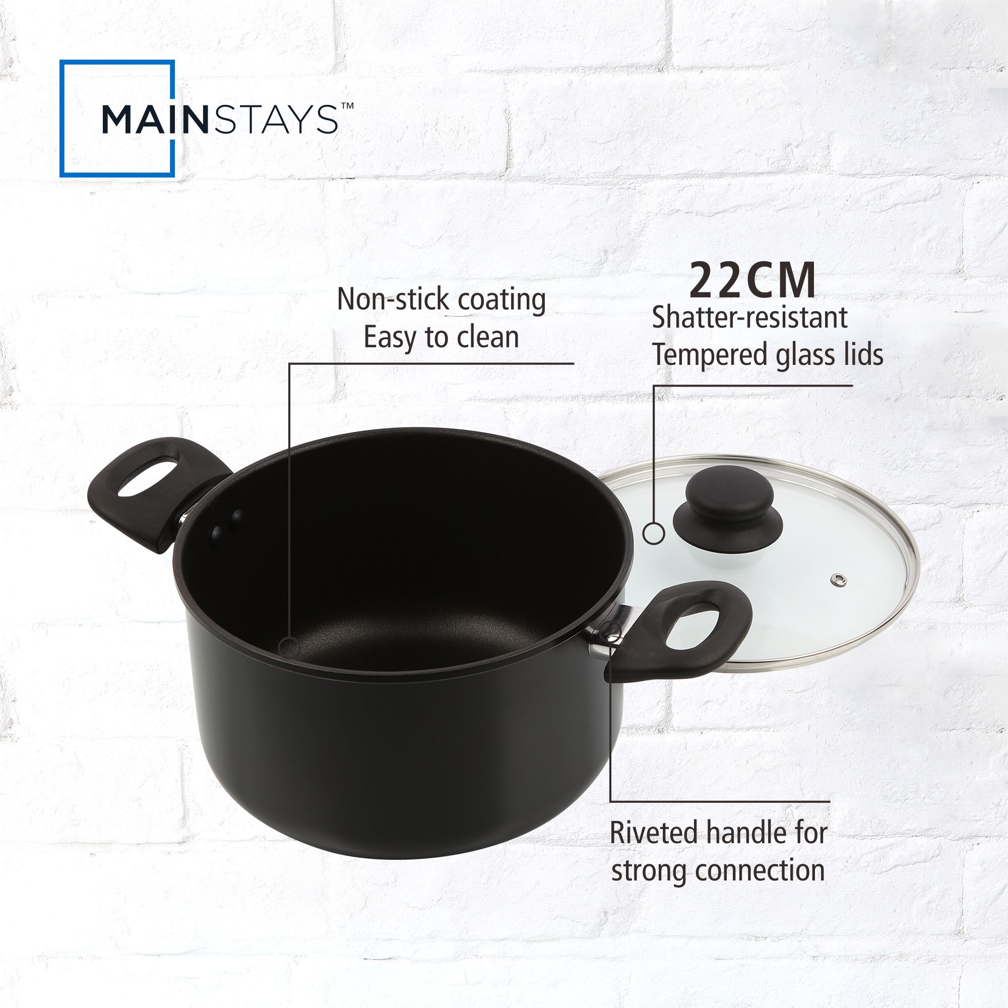 Mainstays 5-Quart Aluminum Non-Stick Dutch Oven, Black photo 3