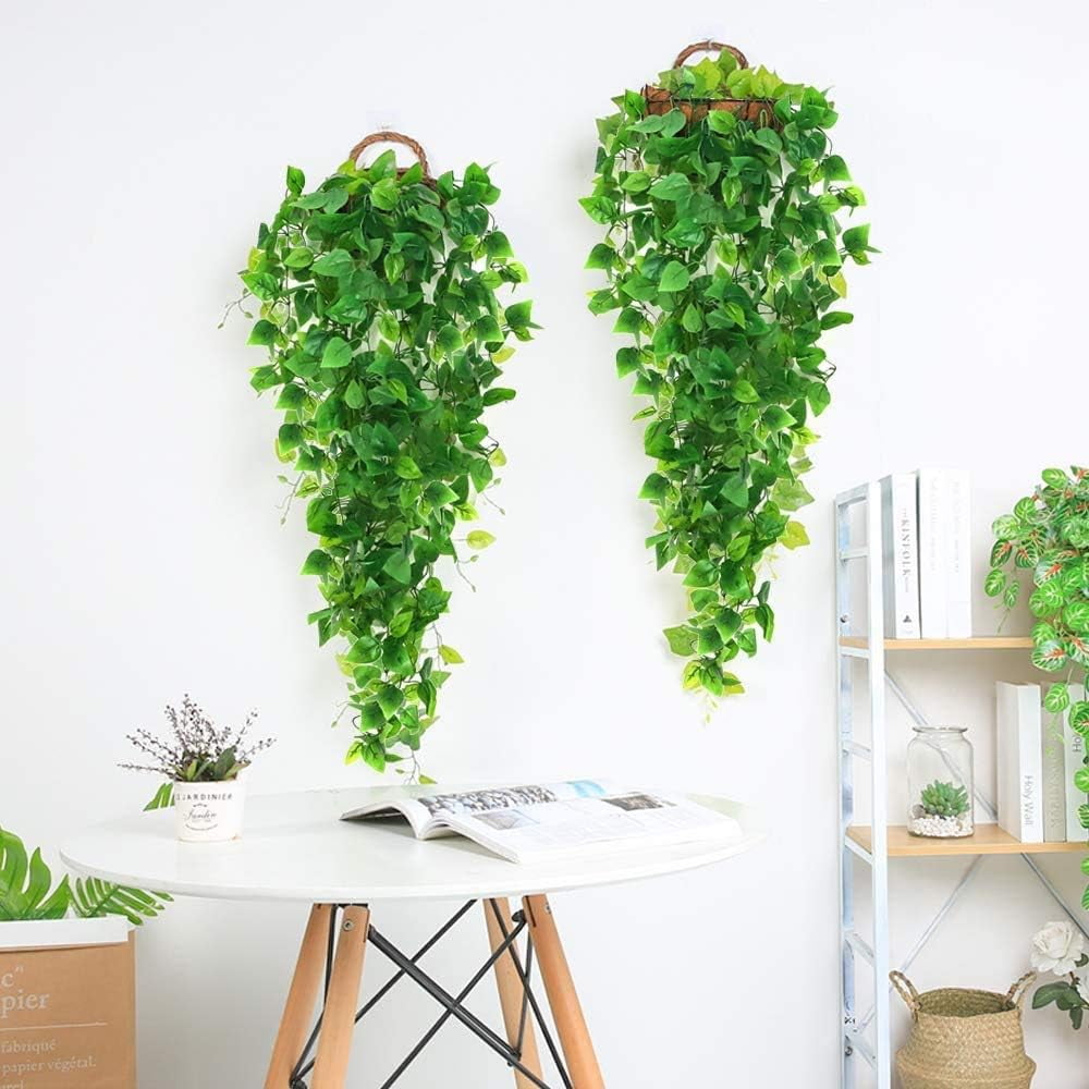 4Pcs Artificial Hanging Plants, 3.28ft Fake Ivy Vine for Wall House Room Indoor Outdoor Decoration (No Baskets)
