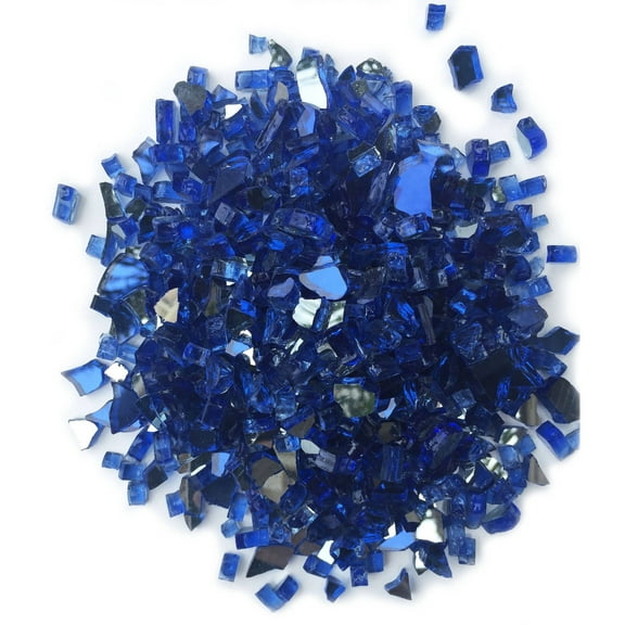 Element Fire Glass Cobalt Blue Reflective 1/4" Fire Glass 10lb, Cobalt Blue Reflective Fire Glass, Indoor or Outdoor Fire Glass