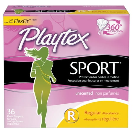 Playtex Sport Plastic Tampons, Unscented, Regular, 36