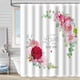 thumbnail image 1 of Cortina de ducha digital con diseño de plantas y flores, impermeable, de poliéster, para baño, con separación en seco y húmedo, a prueba de moho y humedad, 1 of 6