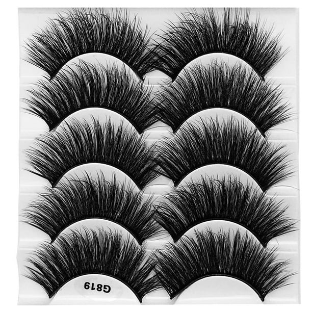 Pestañas postizas 5 pares de pestañas de visón siberiano Real f.ur pestañas de aspecto redondo, Pestañas postizas largas, gruesas, reutilizables y hechas a mano, no irritantes(Buy 2 save 10%)