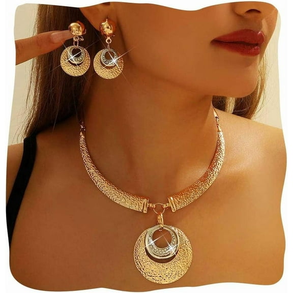 African Jewelry High-Quality Sets Gold Choker Necklaces Costume Jewelry for Women[d656]