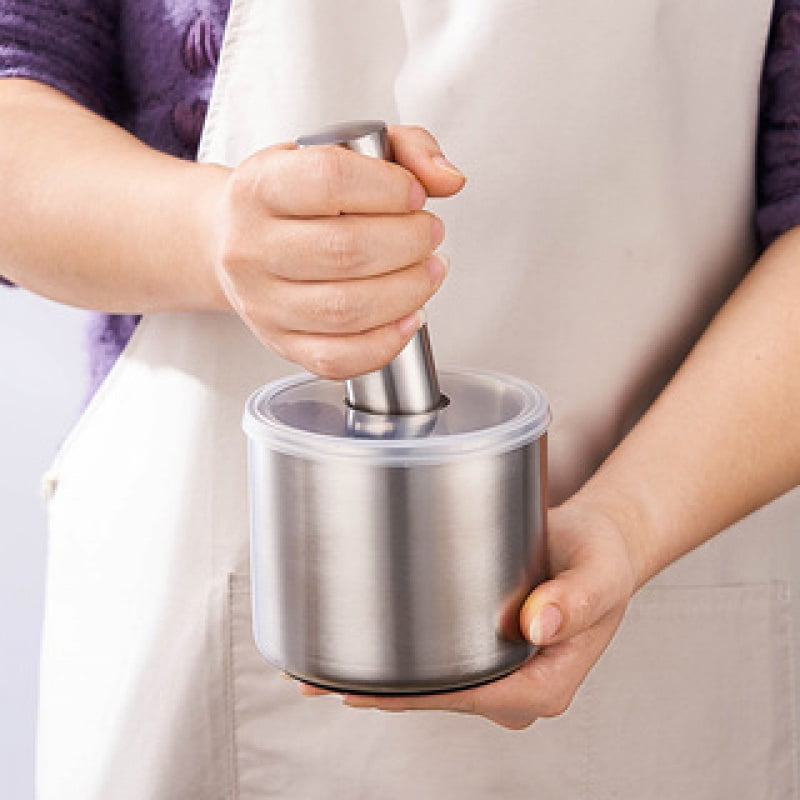 Stainless steel garlic press manual grinder household crushing jar garlic mortar medicine grinder suitable for daily use at home
