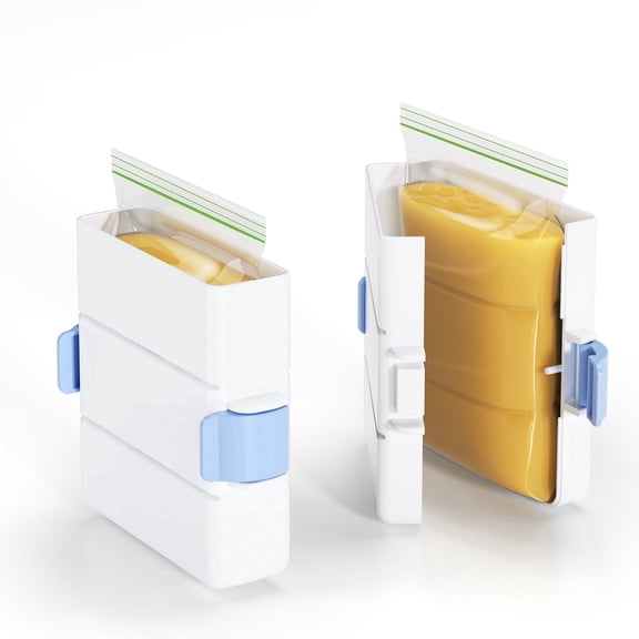 LAMU Freezer Food Block Maker 2 Pack–Space Saving Freezer Storage Containers for Bags, Freezer Meal Prep Containers, Fridge Storage for Organization