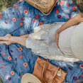 thumbnail image 2 of 5x10 Water-Resistant  All Ages Unisex Picnic Blanket  Midnight Poppy, 2 of 5