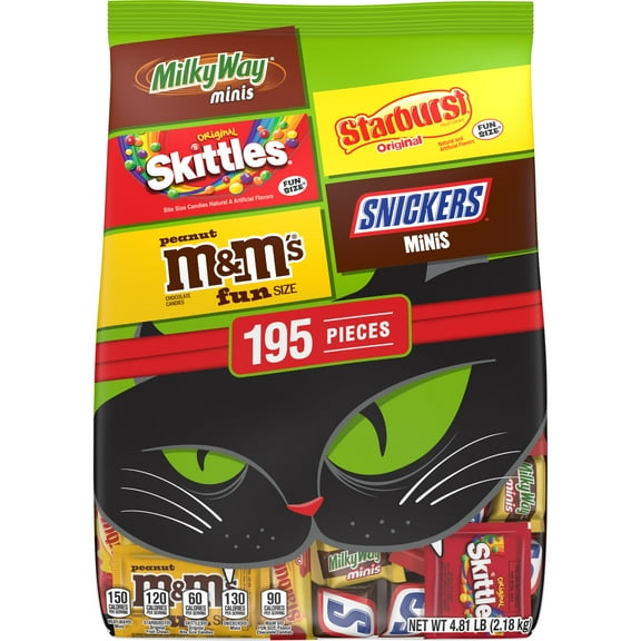 M&Ms, Snickers & More Fun Size Halloween Candy Variety Pack, 195 Ct Bulk Bag Packaging May Vary