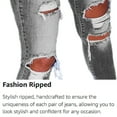 thumbnail image 4 of High-waisted ripped jeans Stretch ripped jeans Women's skinny ripped jeans - gray, 4 of 6