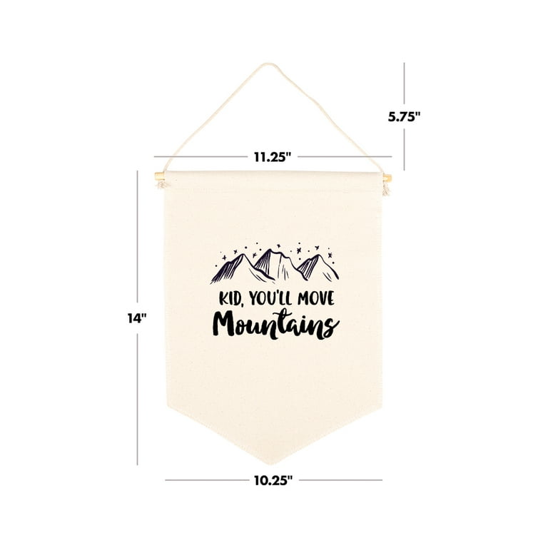 Andaz Press Hanging Wall Canvas Banner, Kid, You'll Move Mountains Canvas, Nursery Wall Decoration Banner, 1-Pk, Size: Newborn, Beige