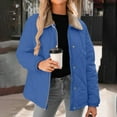 thumbnail image 2 of UYISJ Women's Winter Casual Quilted Jackets Long Sleeve Button Down Puffer Jacket Padded Loose Fit Outerwear Coats with Pockets Blue M, 2 of 9