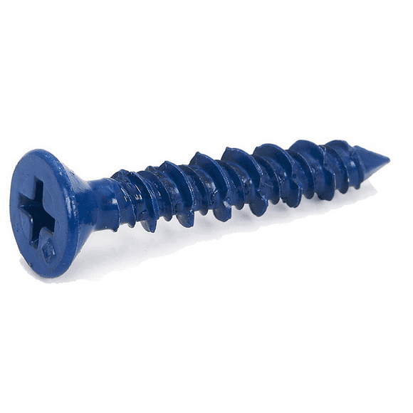 400PCS 3/16 X 1-1/4In Blue Flat Concrete Diamond Point Screw Anchor for Anchoring to Masonry