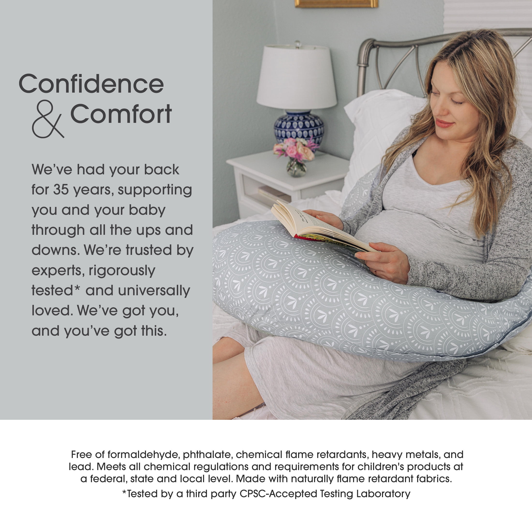 Boppy Pregnancy Body Pillow with Easy-on Removable Pillow Cover in Sage Boho Arches for Full-body Support, A Walmart Exclusive Body Pillow for Pregnancy and Postpartum Positioning