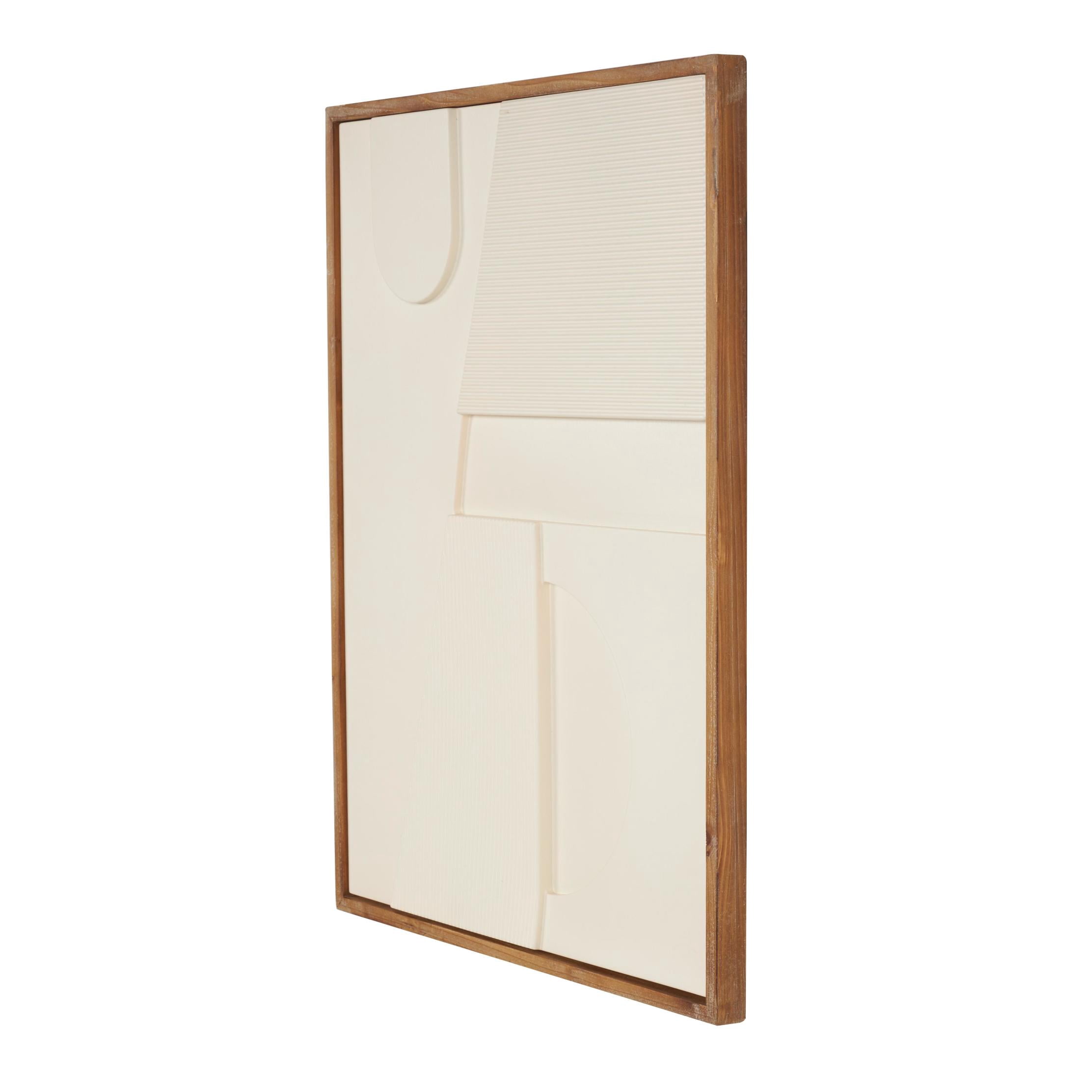 24" x 31" Dimensional Art Deco Arched Geometric Framed Wall Art with Brown Wooden Frame, by DecMode