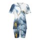 thumbnail image 5 of ICHUANYI Clearance Women Fashion V-Neck Blouse Short Sleeve Tops Shorts Casual Suit Sets(Light Blue, M) ICHUANYI WER2023080813083, 5 of 7