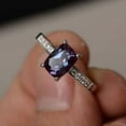 thumbnail image 1 of Alexandrite Ring Silver Cushion Cut Engagement Ring Promise Ring Gemstone Ring, 1 of 2